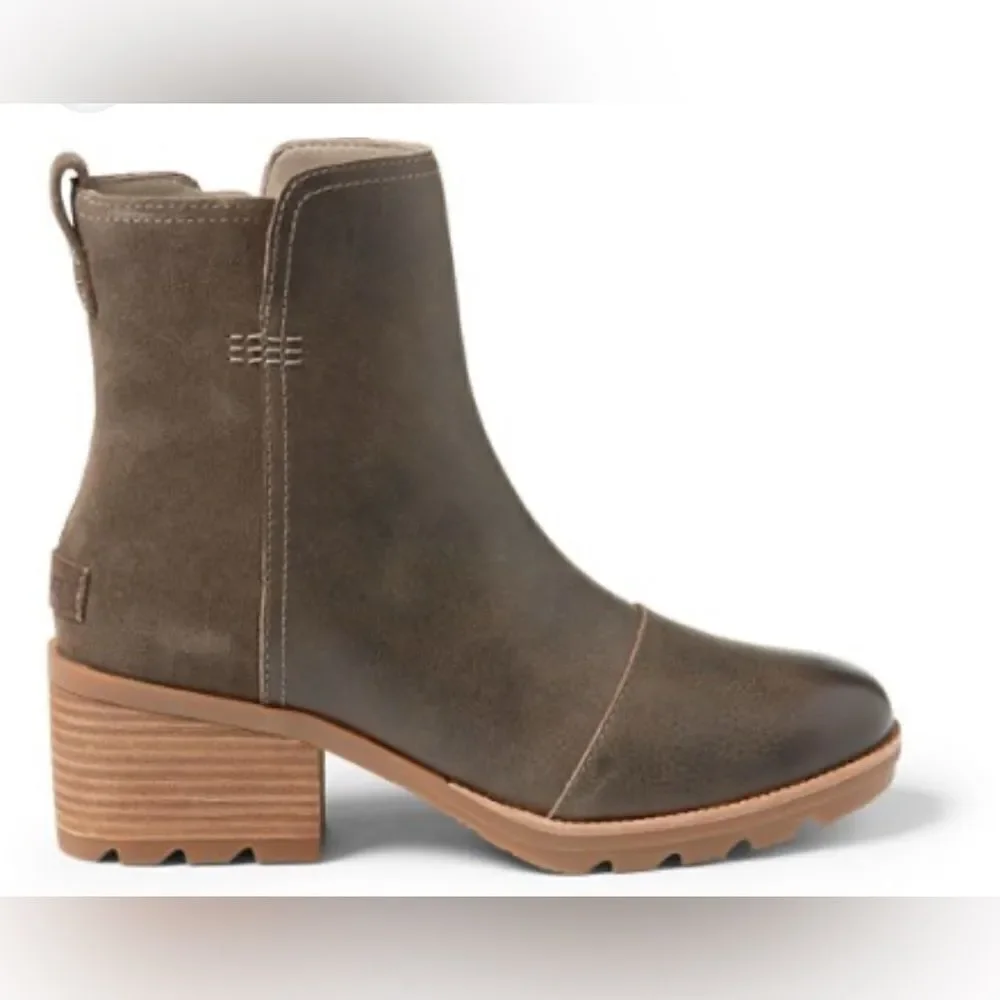 Sorel Cate Bootie Ankle Boot Leather Block Heel Major Brown. 7 - Picture 3 of 13